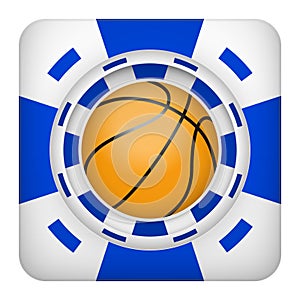 Square blue casino chips of basketball sports betting photo