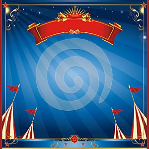Square blue night circus invitation