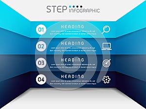 Square blue shape elements of graph,diagram with steps,options,processes or workflow