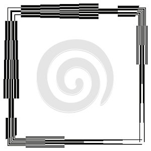 Square border element. Abstract line shape. Linear corner structure. Vector frame symbol.