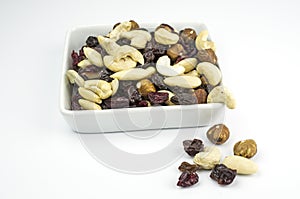Square bowl with trail mix