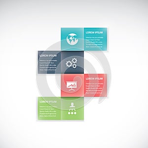 Square box business infographic option vector flat