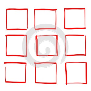 Square box hand drawn doodle style for web site, logo and text check photo