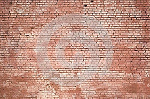 Square brick block wall background and texture. Painted in red