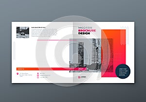 Square Brochure design. Orange corporate business rectangle template brochure, report, catalog, magazine. Brochure