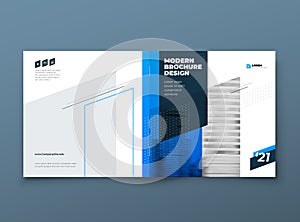 Square Brochure template design. Blue Corporate business annual report, catalog, magazine, flyer mockup. Modern layout