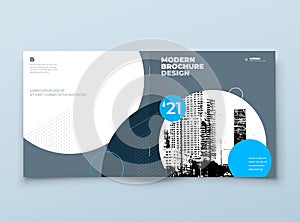 Square Brochure template design. Blue and Grey Corporate business annual report, catalog, magazine, flyer mockup. Modern