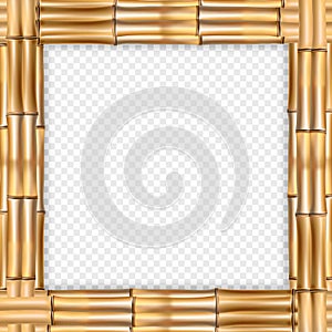 Square brown bamboo border with copy space on transparent background