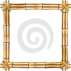 Square brown bamboo border with copy space on white background