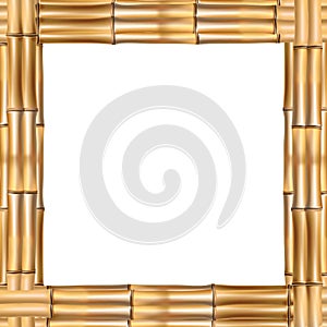 Square brown bamboo frame with space for text on white background