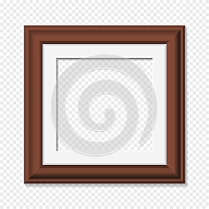 Square brown photo frame, vector