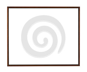 Square brown wooden frame for painting or picture isolated on a white background