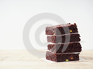 square brownie portions stacked