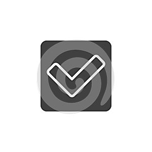 Square button with check mark vector icon