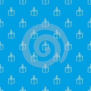 Square candle pattern vector seamless blue