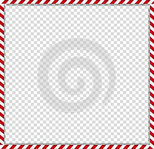 Square candy cane frame with red and white striped lollipop pattern on transparent background.