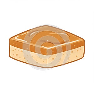 Square Caramel Cake Digital Illustration