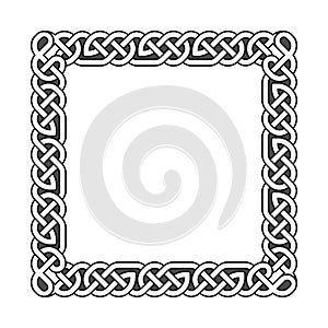 Square celtic knots vector medieval frame in black and white