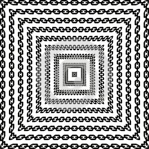 Square chain pattern. Geometric spiral design. Abstract frame Vector. Optical illusion element.