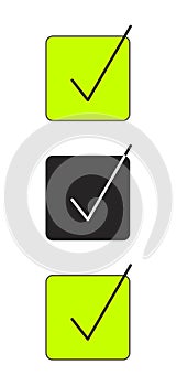 Square checkboxes with checkmarks 2D cartoon object