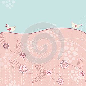 Square Childrens Pink & Blue Illustration