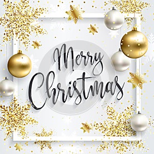 Square christmas card with gold sequins