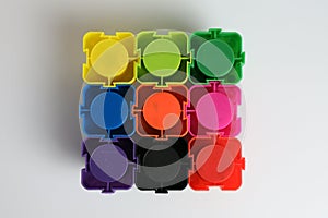 square colorful jigsaws group together as a nine-piece square art