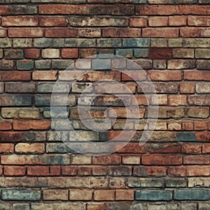 A Square Colorful Rustic Brick Wall Pattern Tile
