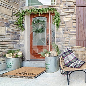 Square Comfortable wicker chairs on a veranda day light