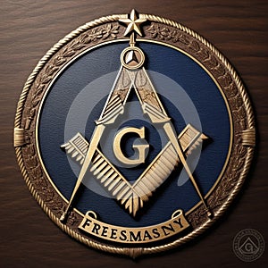 The Square and Compasses, square and set of compasses joined. Symbol of Freemasonry. Both square and compasses are photo