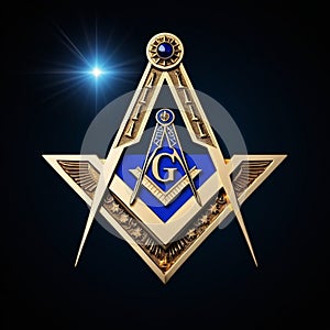 The Square and Compasses, square and set of compasses joined. Symbol of Freemasonry. Both square and compasses are photo
