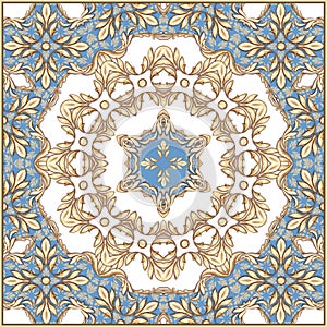 Square composition with goldeen scrolls and leaves