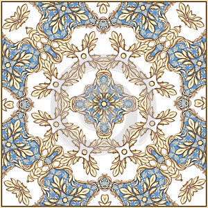 Square composition with goldeen scrolls and leaves