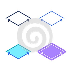 Square concept symbols. Dimension and measuring vector outline i