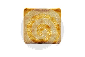 Square cracker biscuit isolated on white background.