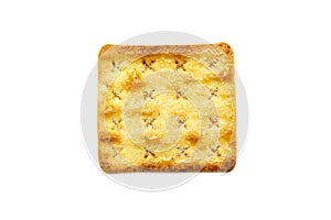 Square cracker biscuit isolated on white background.