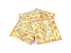 Square crackers isolated on white background