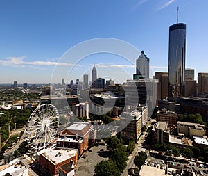 Square Crop Aerial View Over Atlanta Downtown Streets Buildings