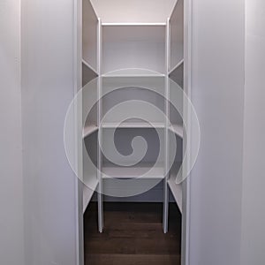 Square crop Empty interior of a walk-in closet interior