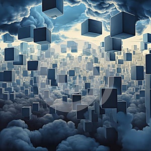 Square cube clouds profusion storage computing photo