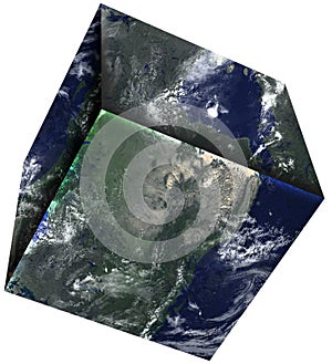 Square Cube, Planet Earth, Isolated