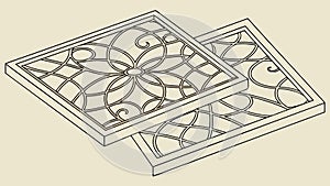 Square Decorative Tile Set. Geometric Floral Pattern Vector. vector design Generative AI