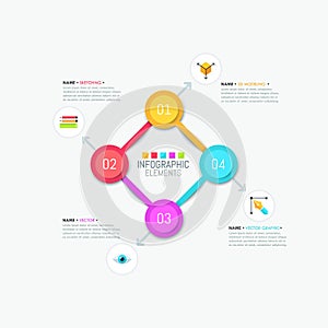 Square diagram with 4 bright colored elements