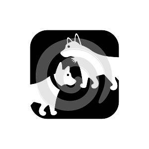 Square dog animal vector logo design