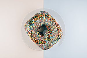 Square donut with colorful sprinkle