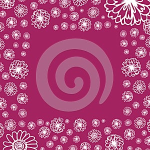 A square doodle frame of flowers with space for your text