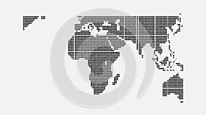 A square dots pattern map of Africa, represented with a pixelated dotted design for a unique visual.