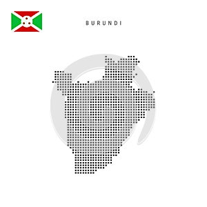 Square dots pattern map of Burundi. Burundian dotted pixel map with flag. Vector illustration