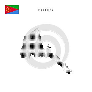 Square dots pattern map of Eritrea. Eritrean dotted pixel map with flag. Vector illustration