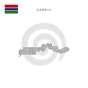 Square dots pattern map of Gambia. Gambian dotted pixel map with flag. Vector illustration
